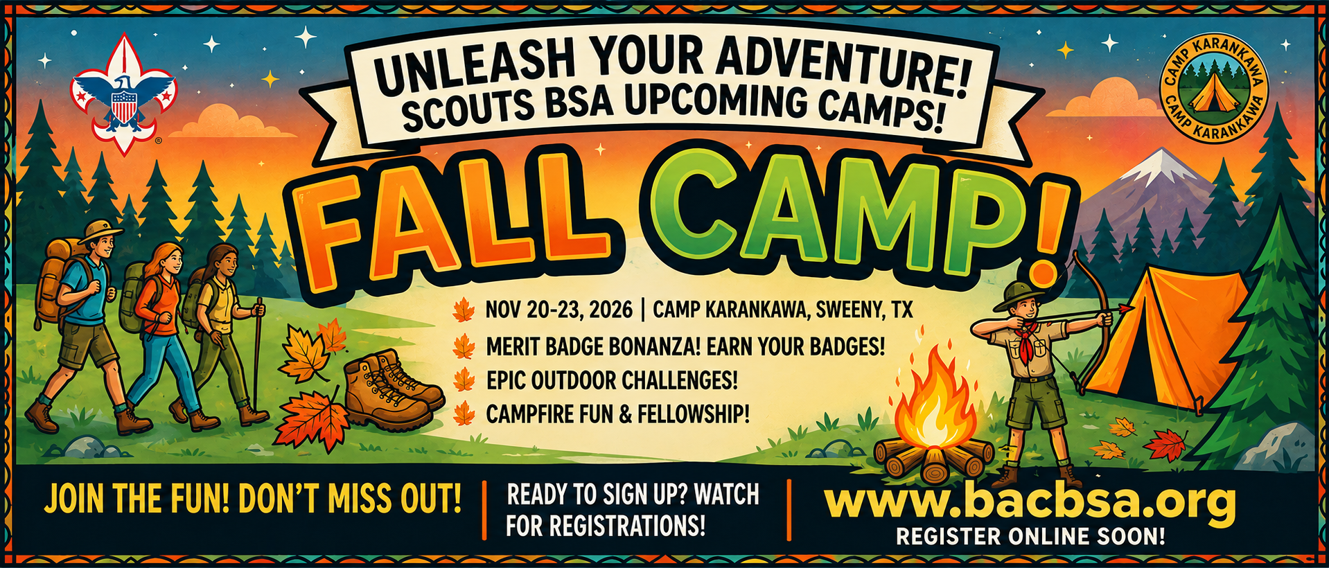 Fall Camp, BSA, Sweeny, Pearland, League City, Texas City