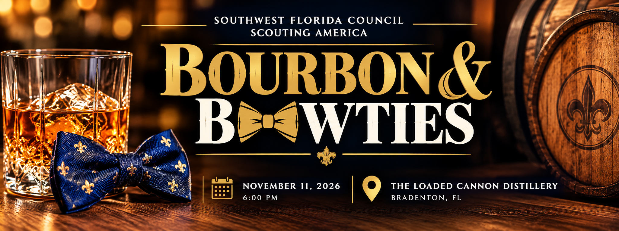 Bourbon and Bowties gala event flyer