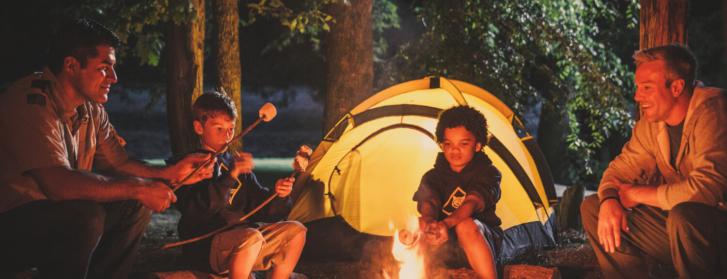 Cub Scouts at campfire