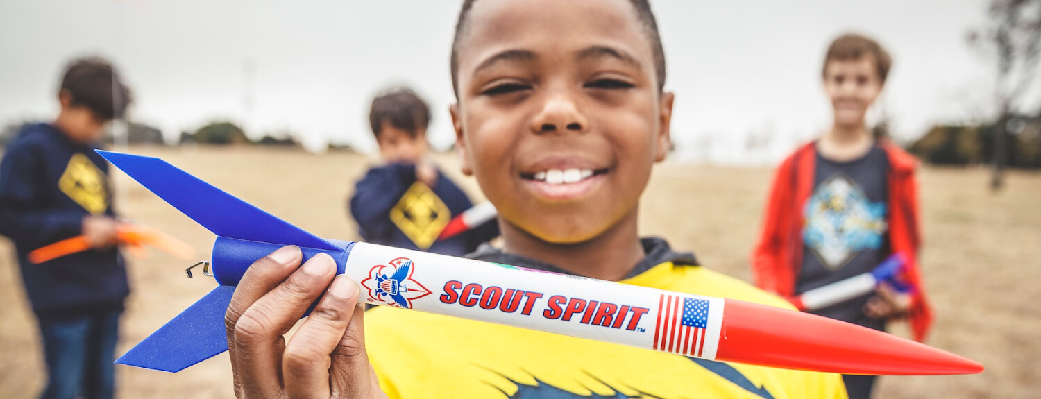 Scouts with a model rocket