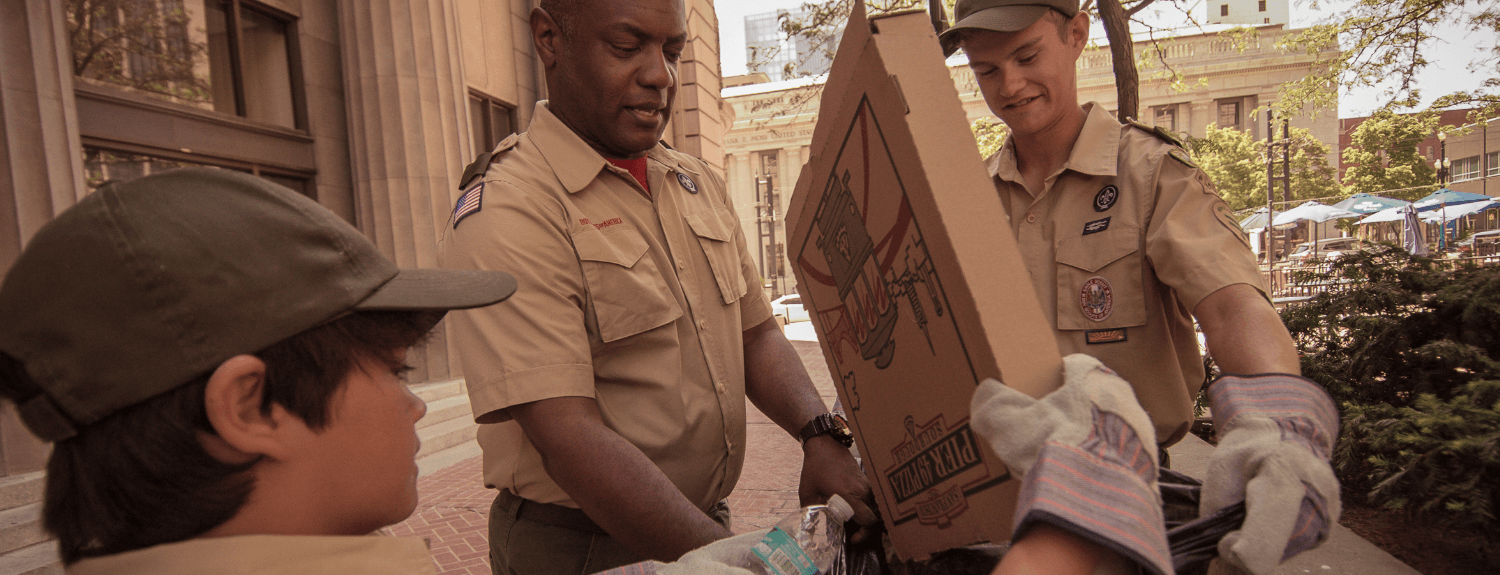 Scouts carrying out a community service project