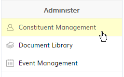 Constituent Management item in the Administer panel