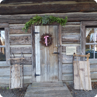 Homestead door decorated for the holidays