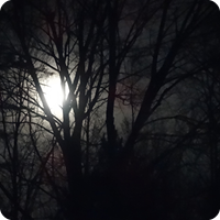 Full Moon in dark cloudy sky