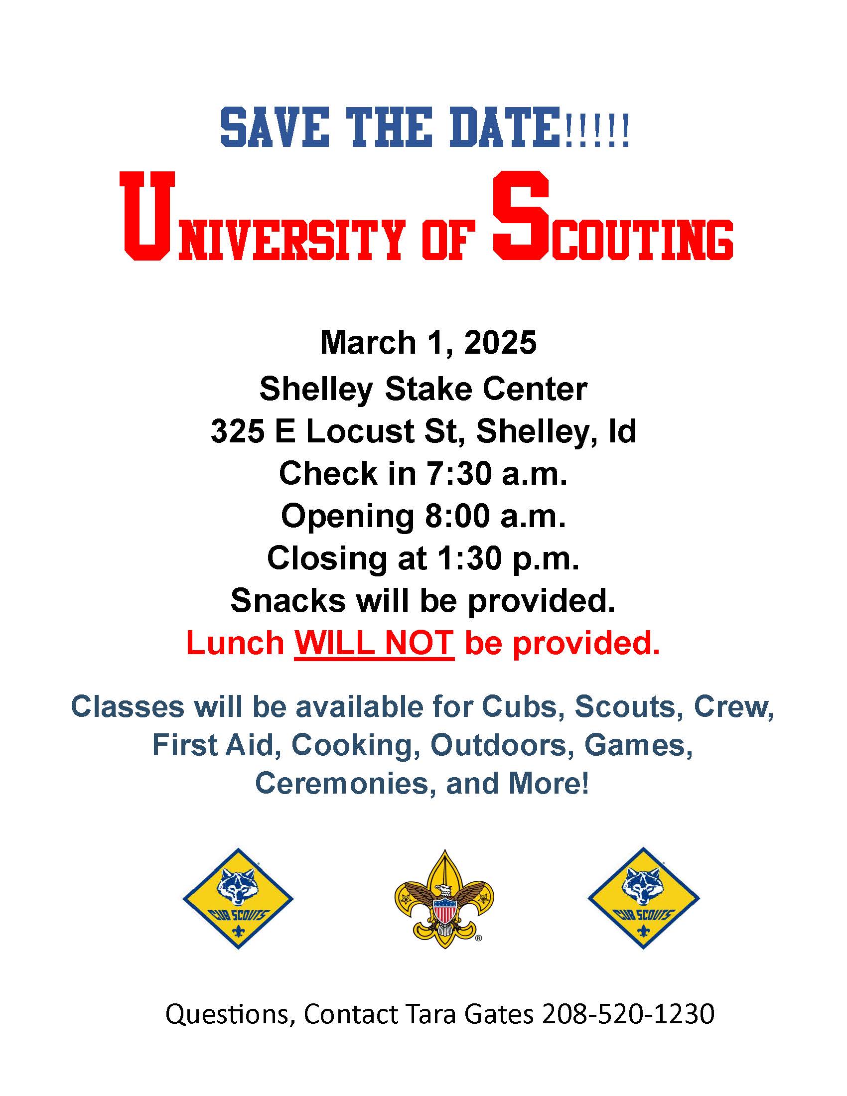 University of Scouting Save the Date Flyer