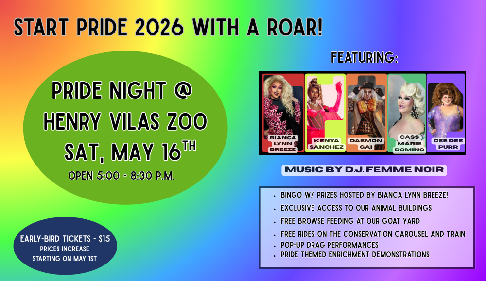 Rainbow Graphic that lists the information regarding Pride Night in an aestheically pleasing manner. All information is listed on the ticketing page.