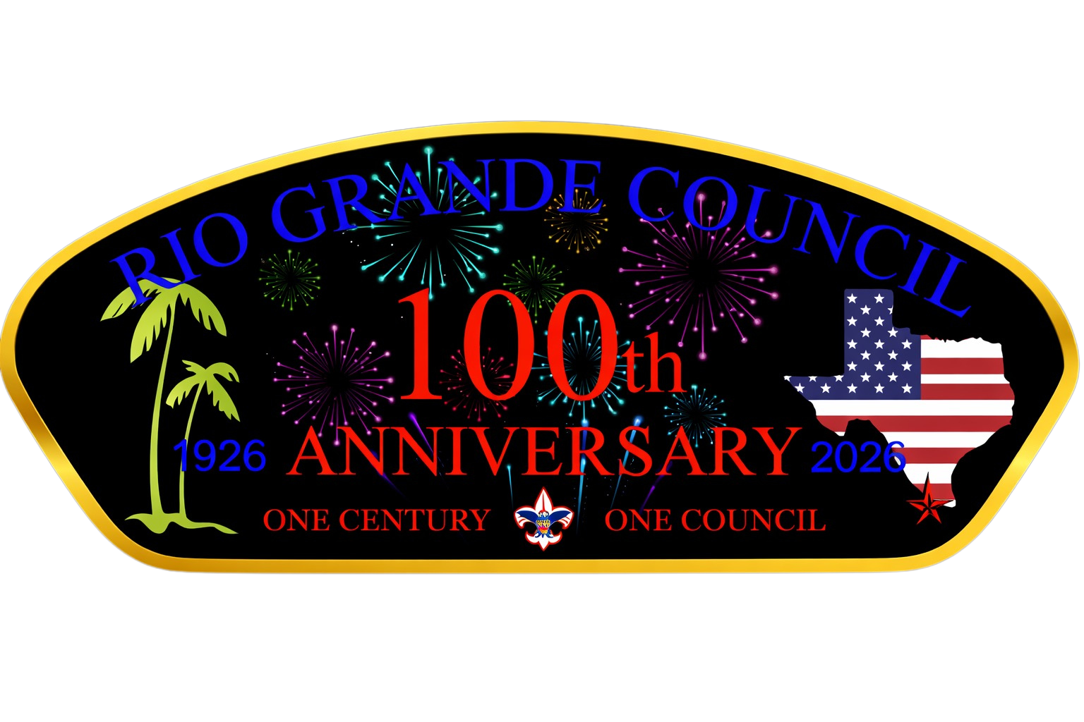 Gold Border 100th Anniversary Council Strip