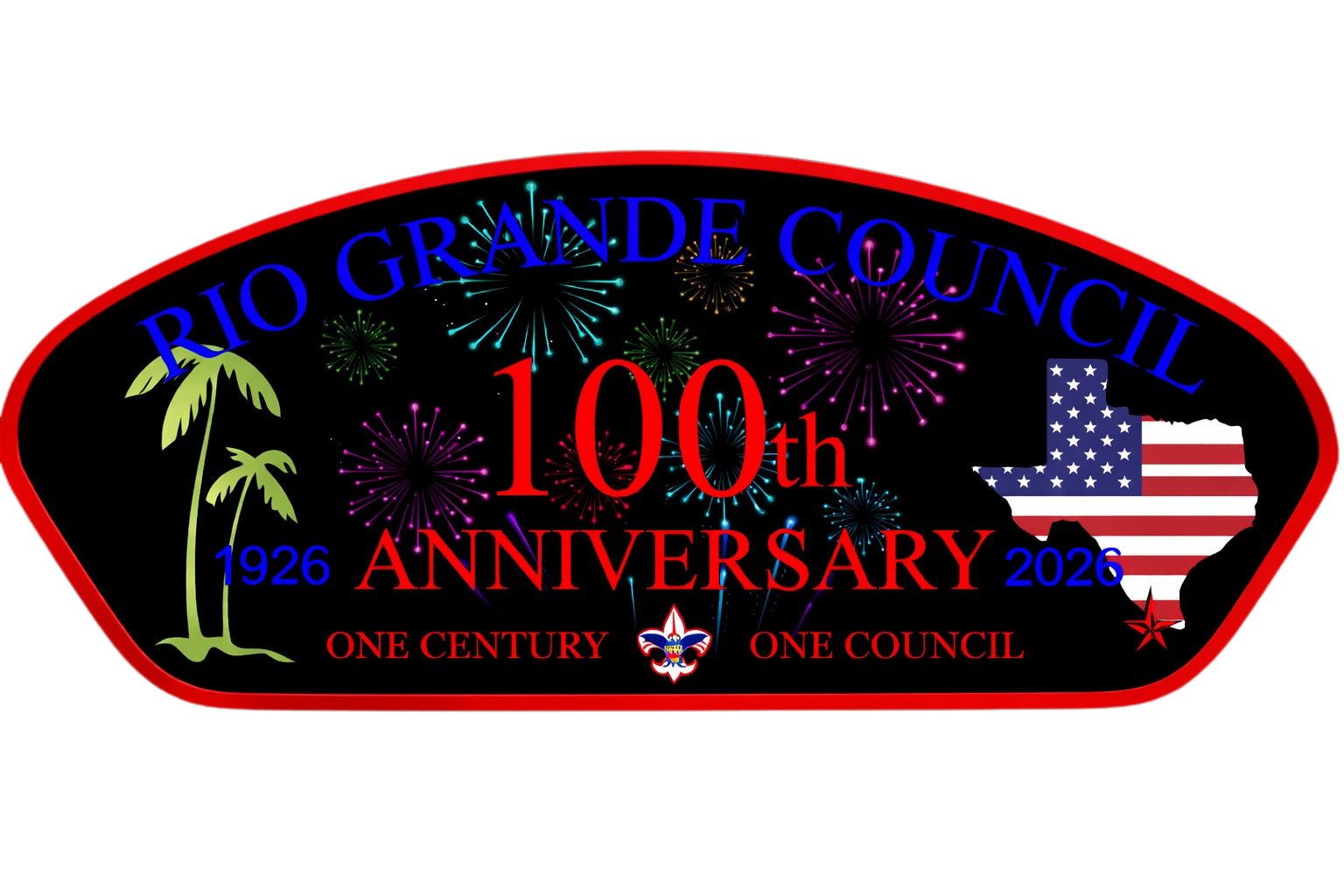 Red Border 100th Anniversary Council Strip