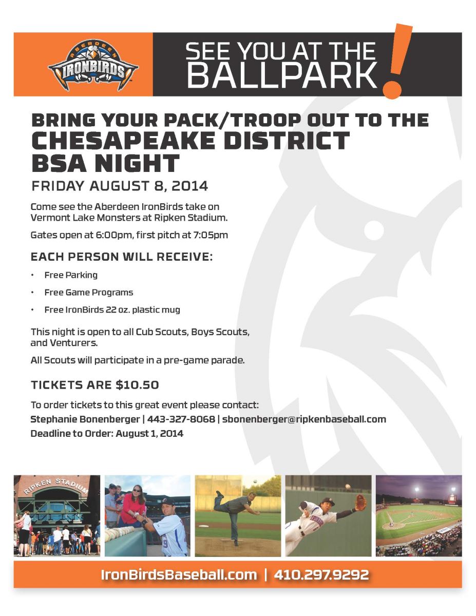 Chesapeake District BSA at the Ironbirds 